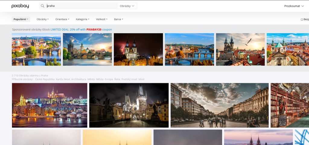 Pixabay nabízí i ryze české fotky a české vyhledávání